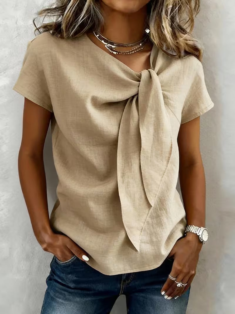 Jovea | Top con cuello atado y mangas cortas