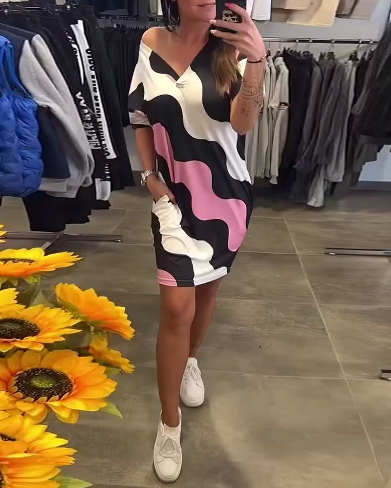 Penelope | Vestido Corto Estampado De Cuello en V