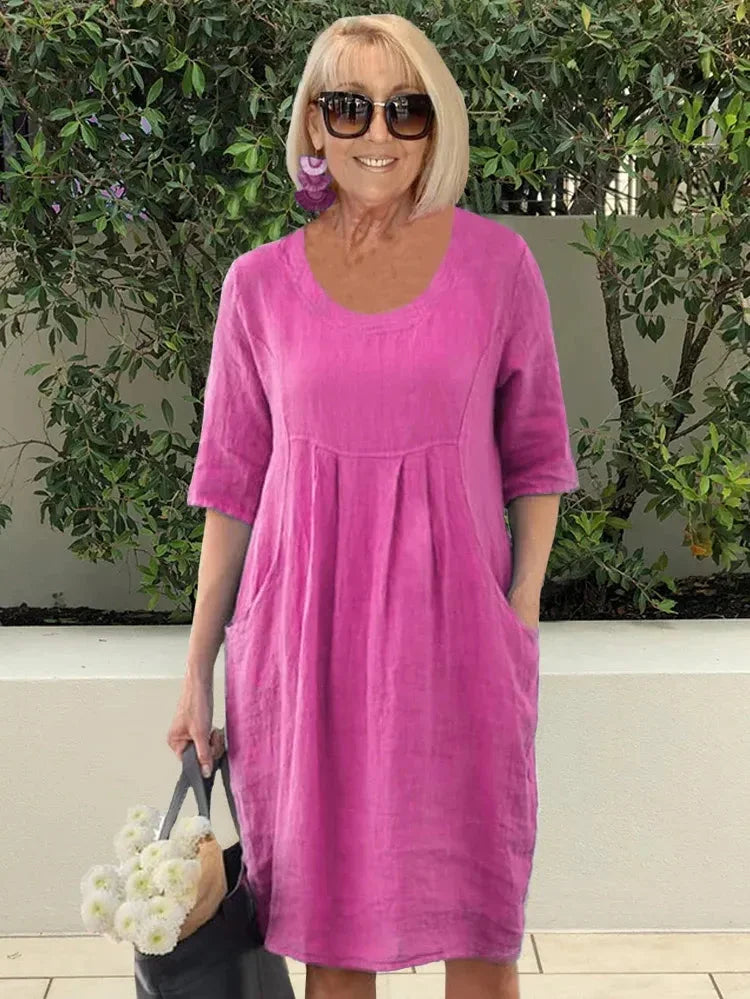Devyn | Vestido MIDI Liso Con Bolsillos