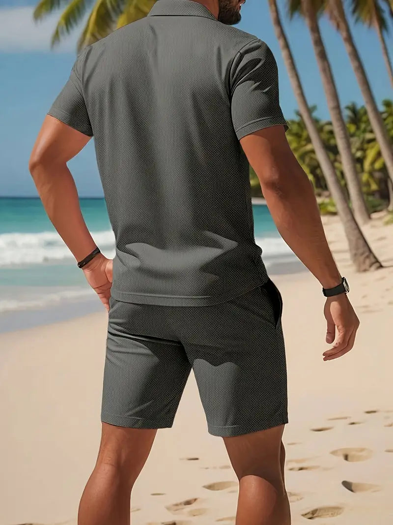 Kelvin | Conjunto De Polo Y Pantalones Cortos Con Textura