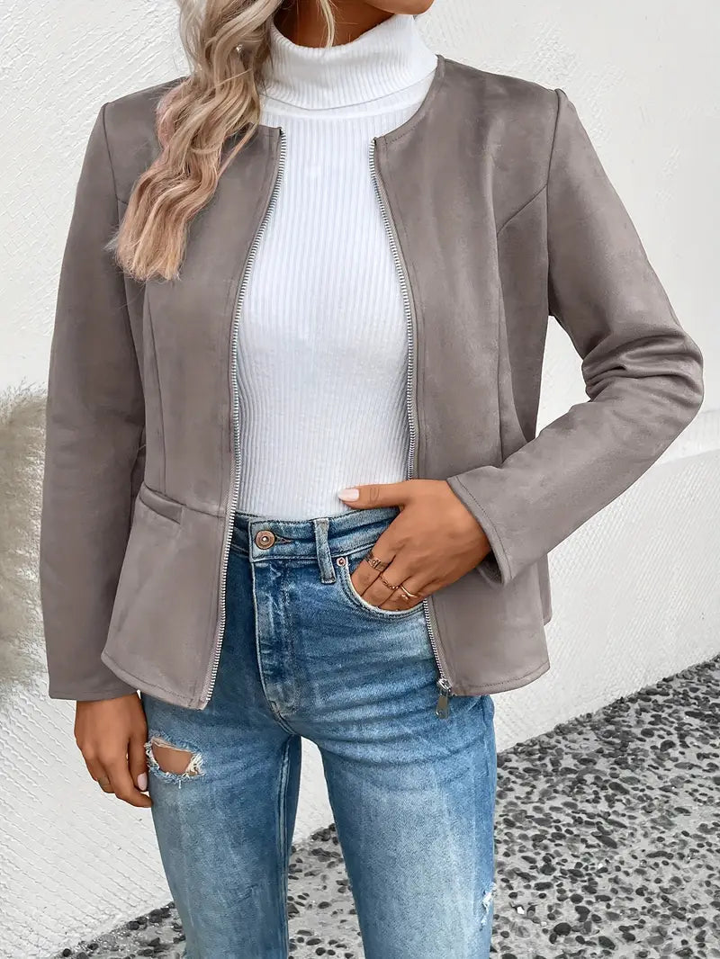 Roksana | Chaqueta Entallada de Manga Larga Con Cremallera