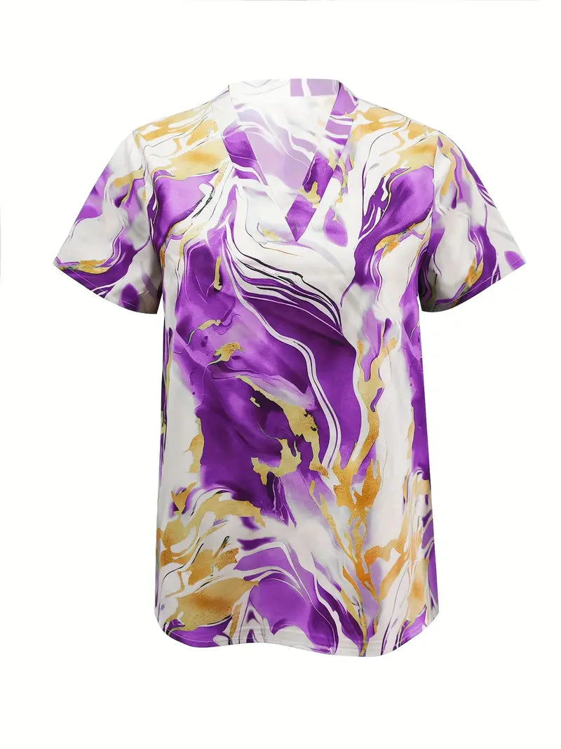 Maroula - Blusa de manga corta con estampado de mármol