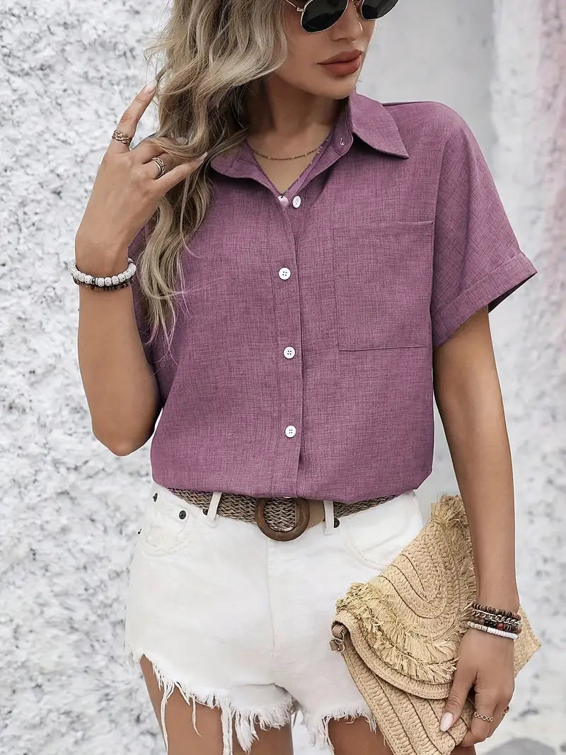 Avina | Camisa De Manga Corta Con Cuello Y Botones en La Parte Delantera