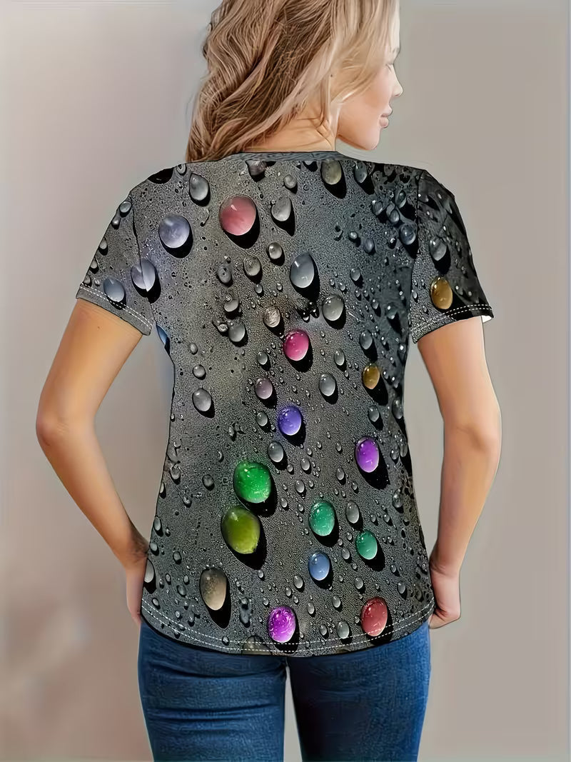 Ishadini – Camiseta Casual de Cuello Redondo | Playera de Manga Corta para Mujer