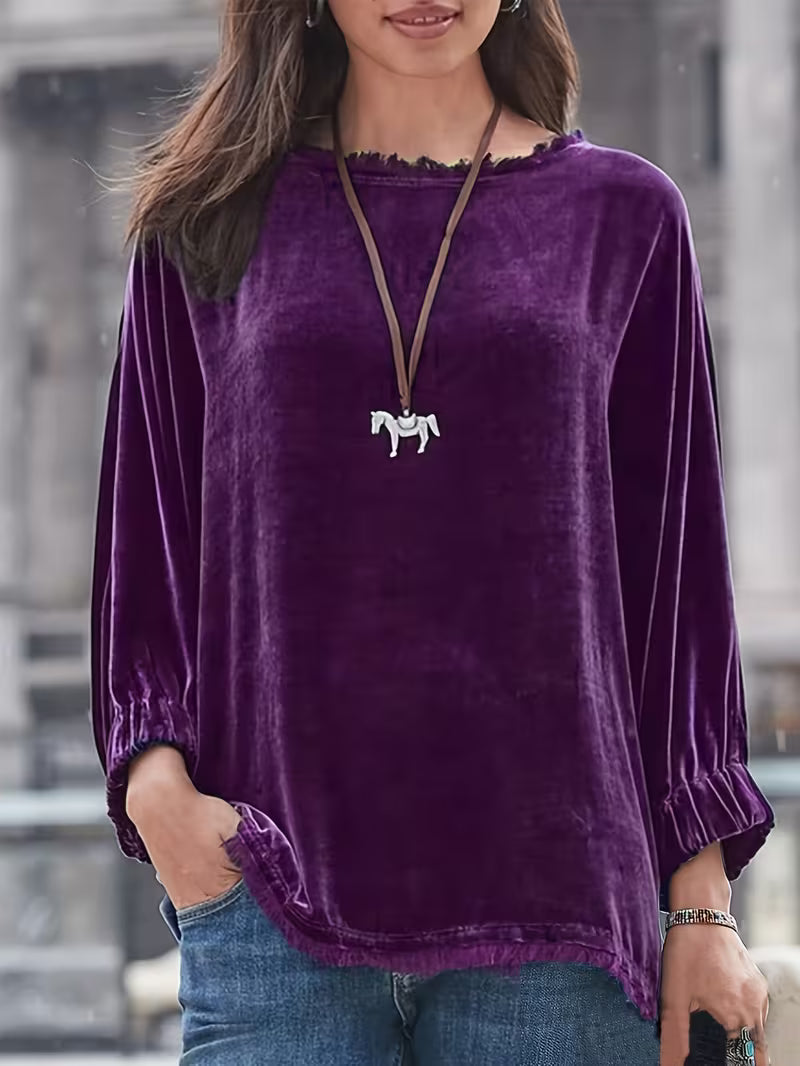 Petunia | Blusa Holgada de Terciopelo Manga Larga