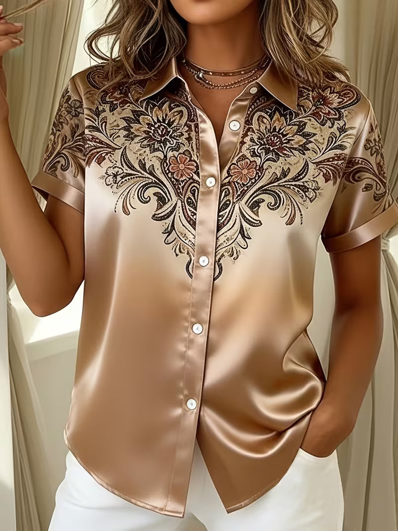 Zirmela | Blusa Floral Estampada de Manga Corta