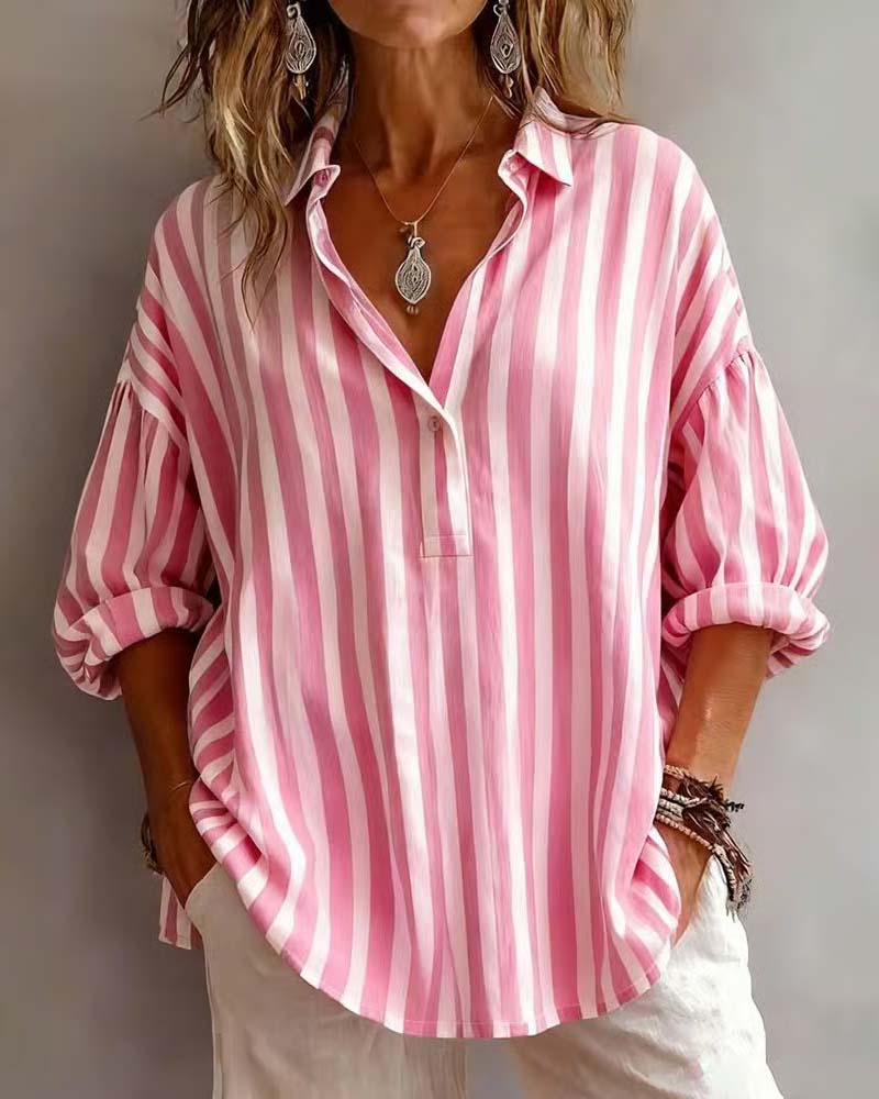 Jessy | Blusa Holgada a Rayas Con Cuello