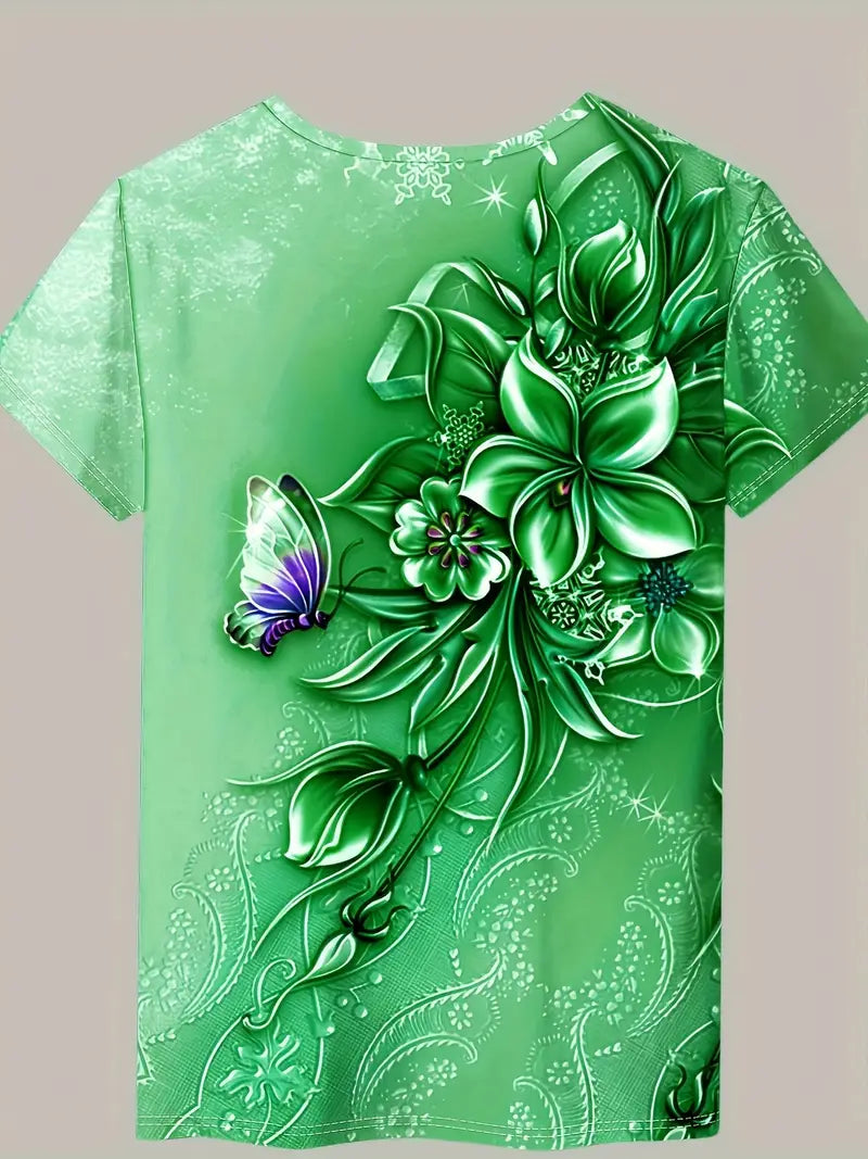 Carlisa | Camiseta De Manga Corta Con Estampado Floral Y Mariposas