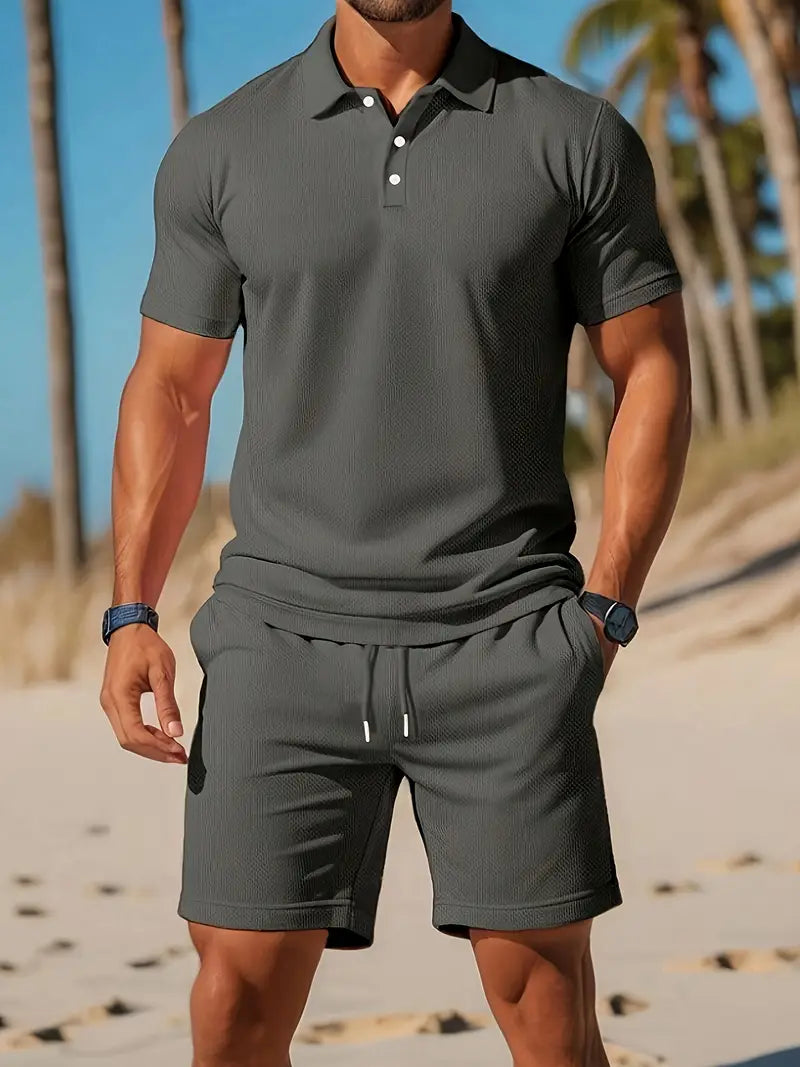 Kelvin | Conjunto De Polo Y Pantalones Cortos Con Textura