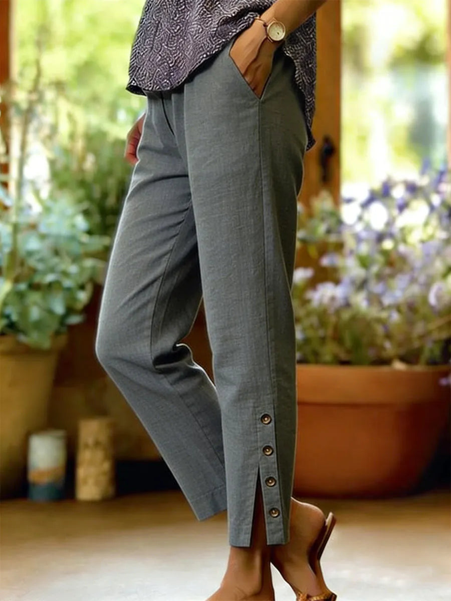 Kileza | Pantalones Holgados Con Botones Laterales