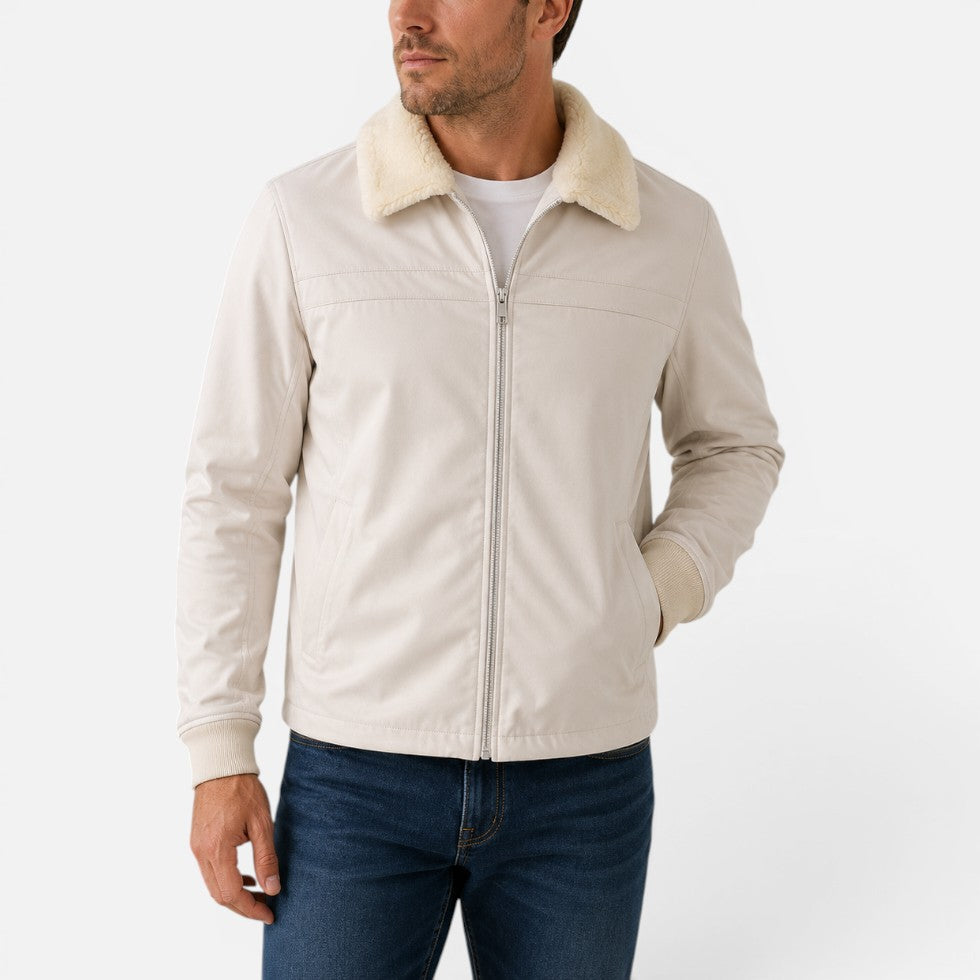 Daigle | Chaqueta con Cuello de Piel y Cierre Frontal