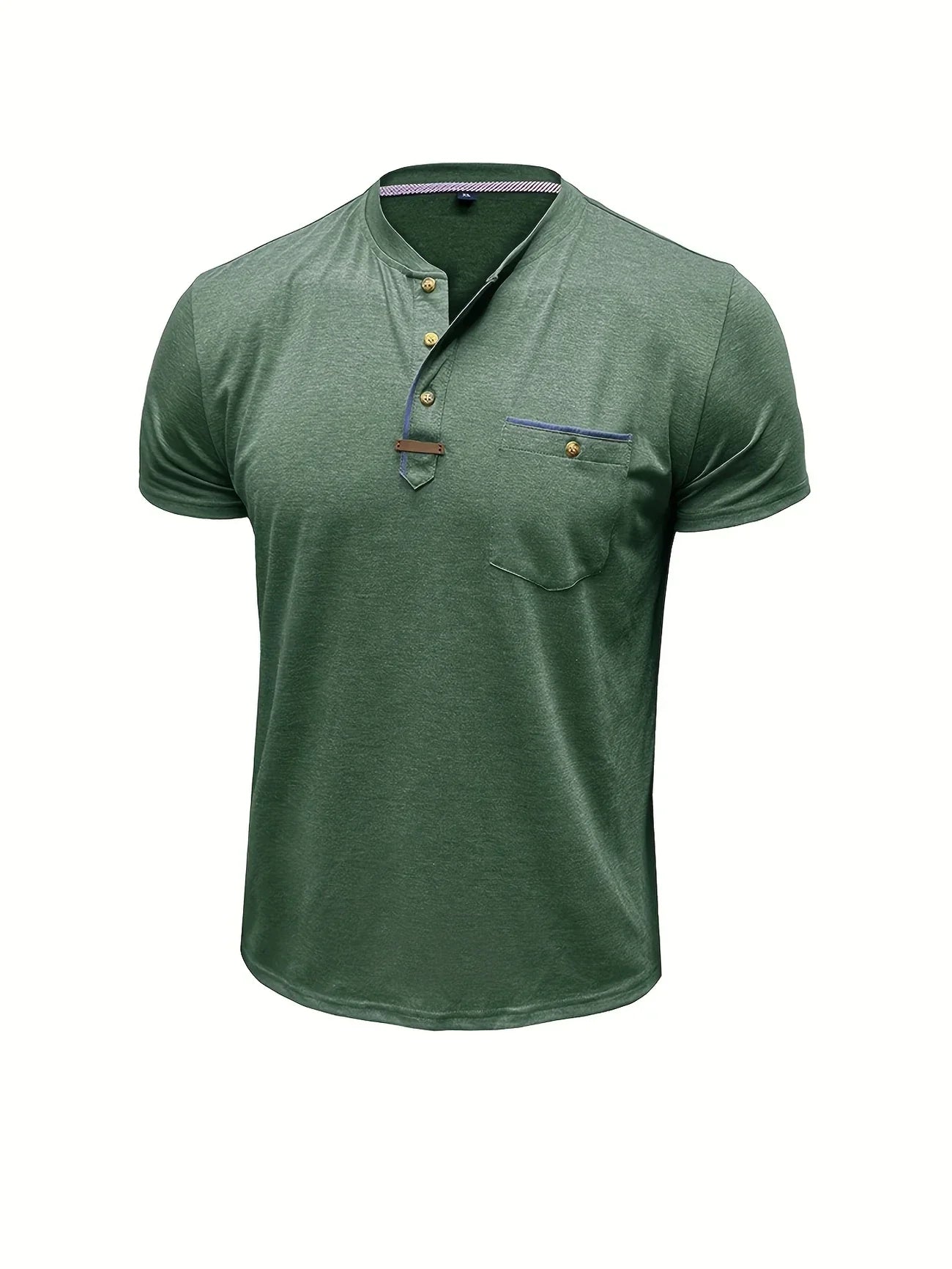 Saxon | Camiseta Henley de Manga Corta con Bolsillo