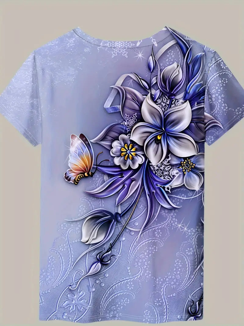 Carlisa | Camiseta De Manga Corta Con Estampado Floral Y Mariposas