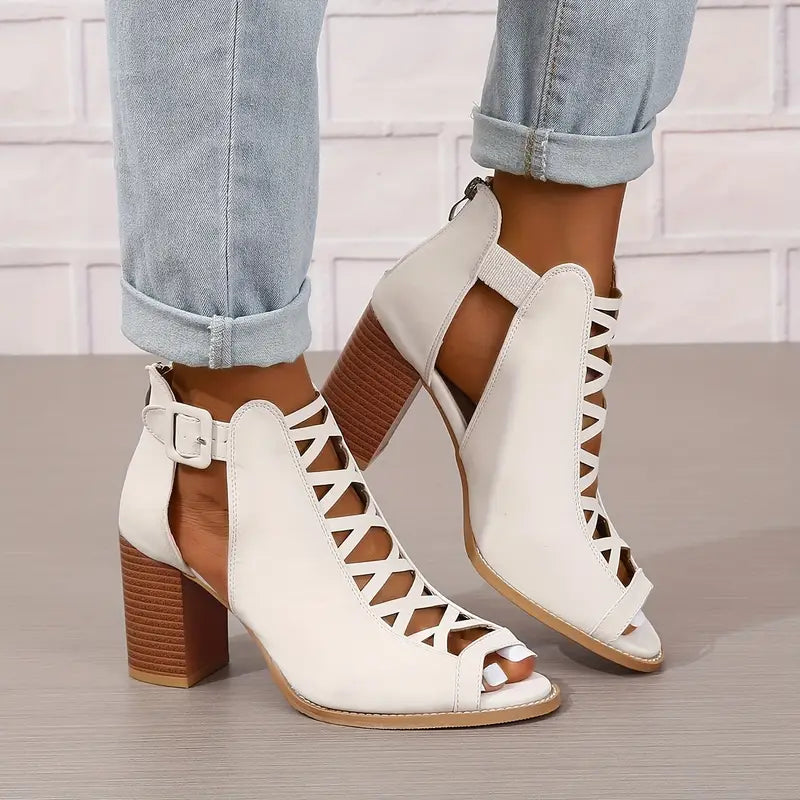 Ruzilya | Sandalias con cordones, punta abierta y tacón grueso