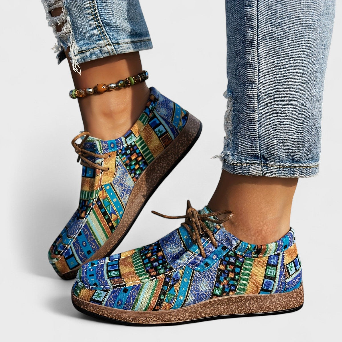 Munyika | Zapato Étnico Patchwork Plataforma Cordones Mujer