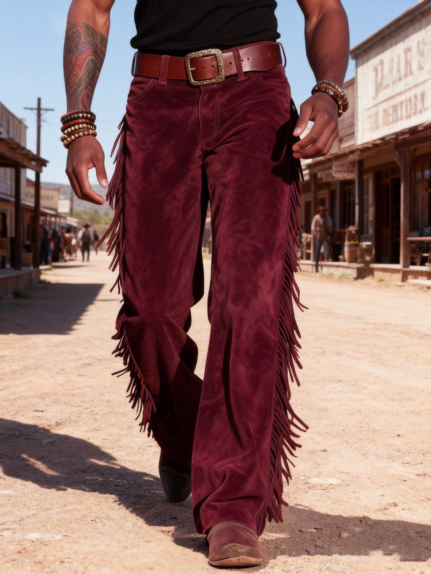 Altan - Pantalones casuales retro con flecos