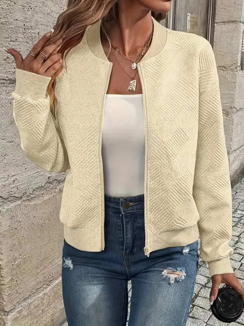 Juanita | Chaqueta De Manga Larga Con Cremallera Frontal Y Textura