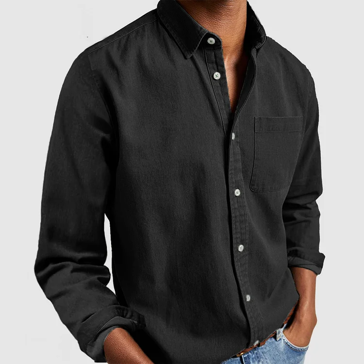 Carel - Camisa Informal de Manga Larga Con Botones y Bolsillo en el Pecho