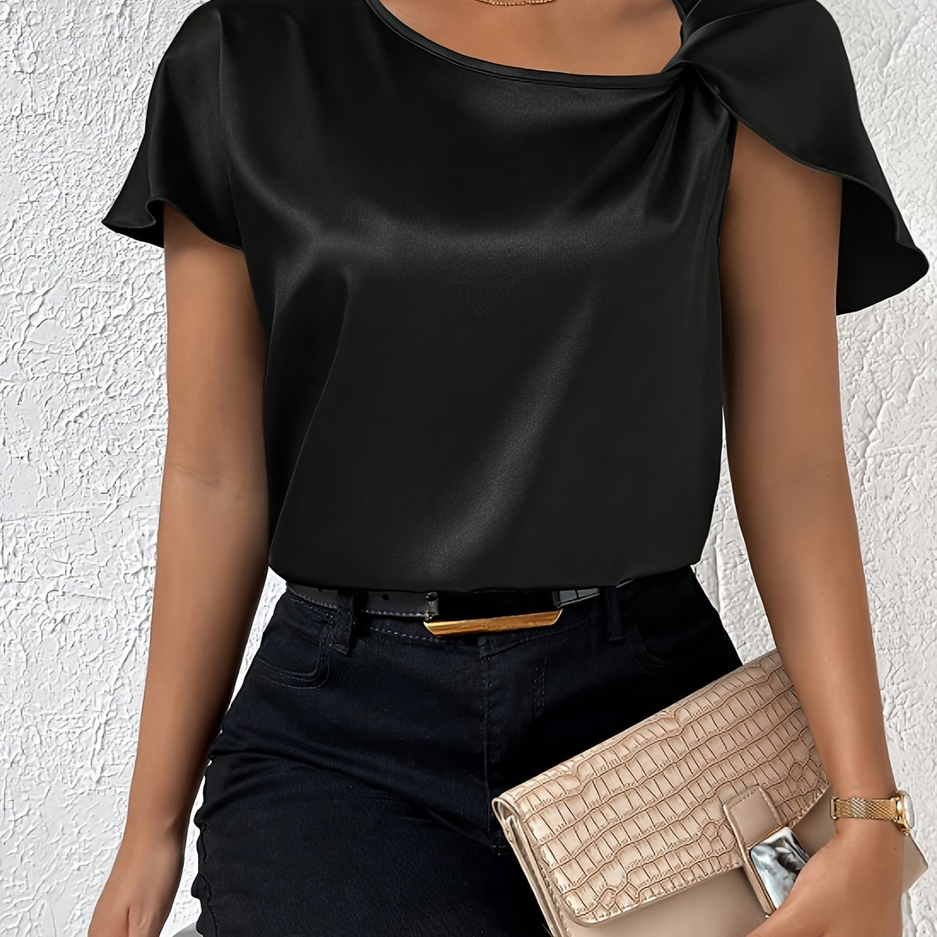 Loretta | Blusa Con Efecto Satén Y Mangas Con Volantes
