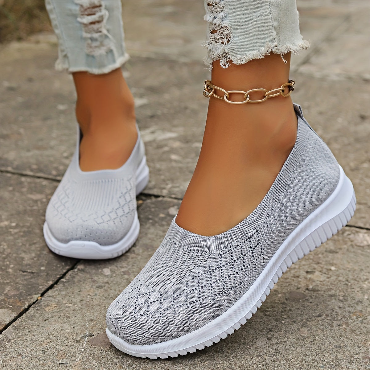 Syffina - Zapatos Sin Cordones de Punto Transpirable