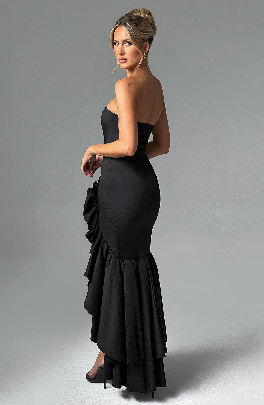 Vasileia | Vestido Maxi Palabra De Honor Con Volantes