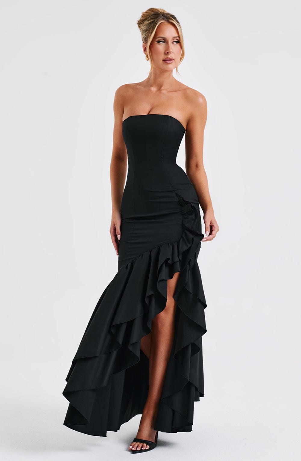 Vasileia | Vestido Maxi Palabra De Honor Con Volantes