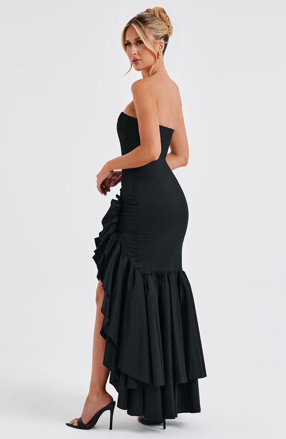 Vasileia | Vestido Maxi Palabra De Honor Con Volantes