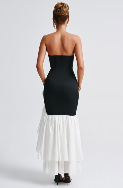 Vasileia | Vestido Maxi Palabra De Honor Con Volantes