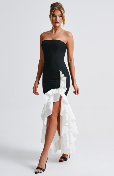 Vasileia | Vestido Maxi Palabra De Honor Con Volantes