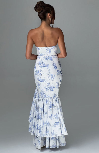 Vasileia | Vestido Maxi Palabra De Honor Con Volantes