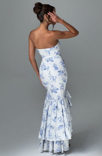 Vasileia | Vestido Maxi Palabra De Honor Con Volantes