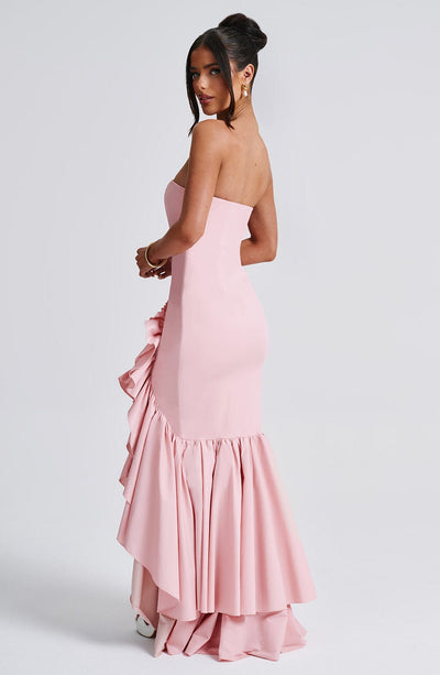 Vasileia | Vestido Maxi Palabra De Honor Con Volantes