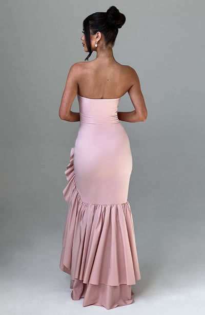 Vasileia | Vestido Maxi Palabra De Honor Con Volantes
