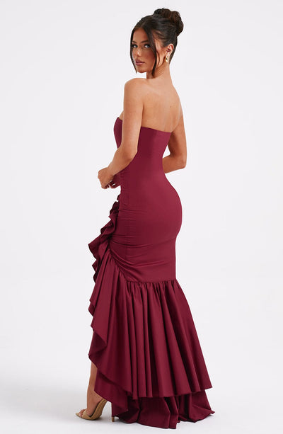 Vasileia | Vestido Maxi Palabra De Honor Con Volantes