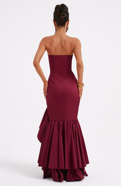 Vasileia | Vestido Maxi Palabra De Honor Con Volantes
