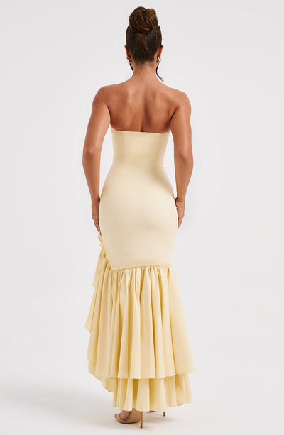 Vasileia | Vestido Maxi Palabra De Honor Con Volantes