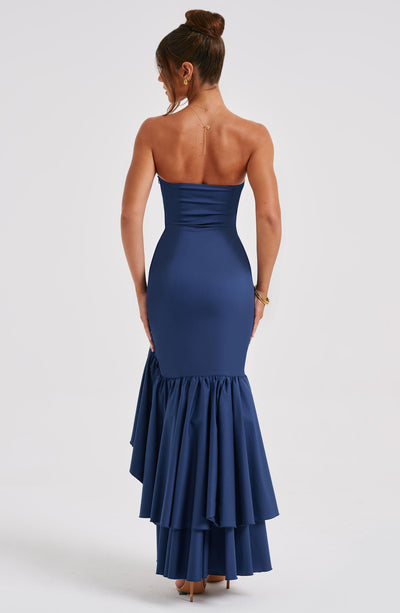 Vasileia | Vestido Maxi Palabra De Honor Con Volantes