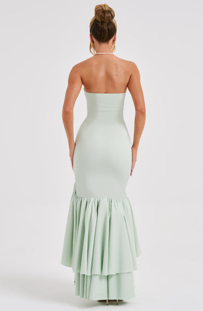 Vasileia | Vestido Maxi Palabra De Honor Con Volantes