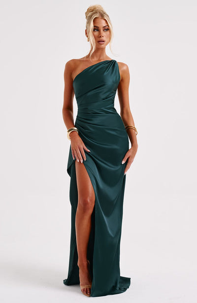 Genesis | Vestido Maxi de Un Hombro Satinado
