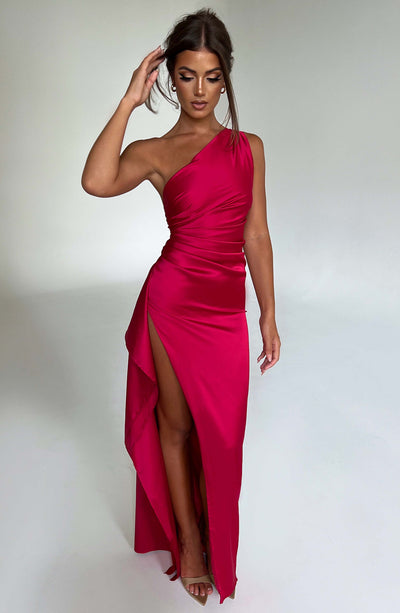 Genesis | Vestido Maxi de Un Hombro Satinado