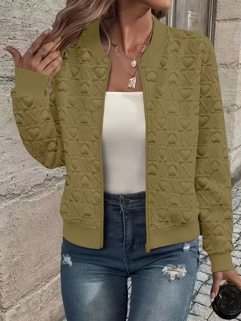 Mileisine | Chaqueta con Cremallera y Diseño de Corazón
