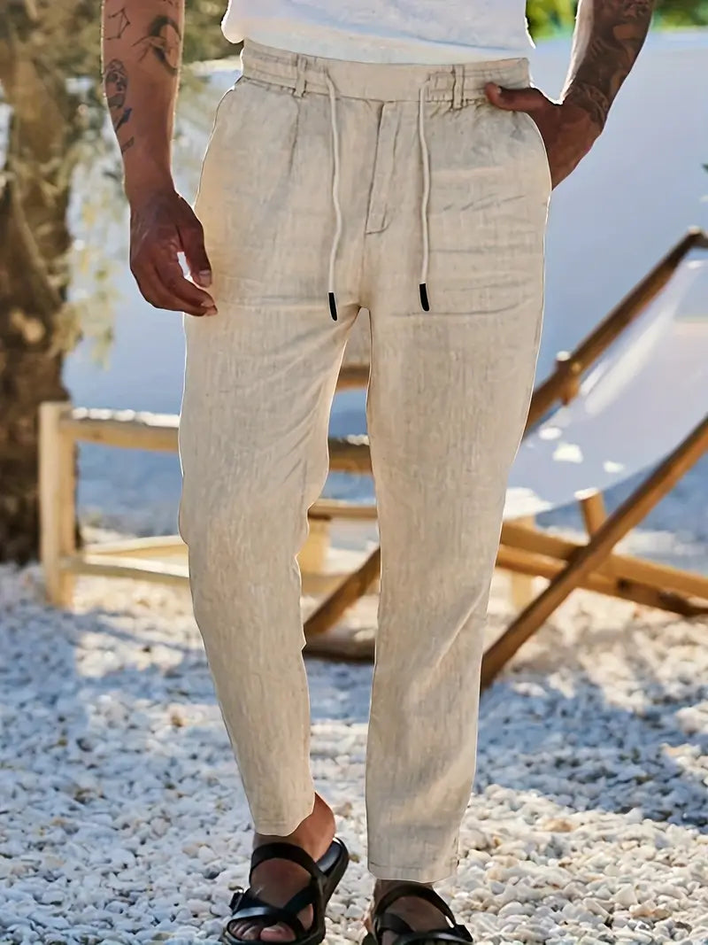 Nichols | Pantalón Lino Hombre Casual Cordón