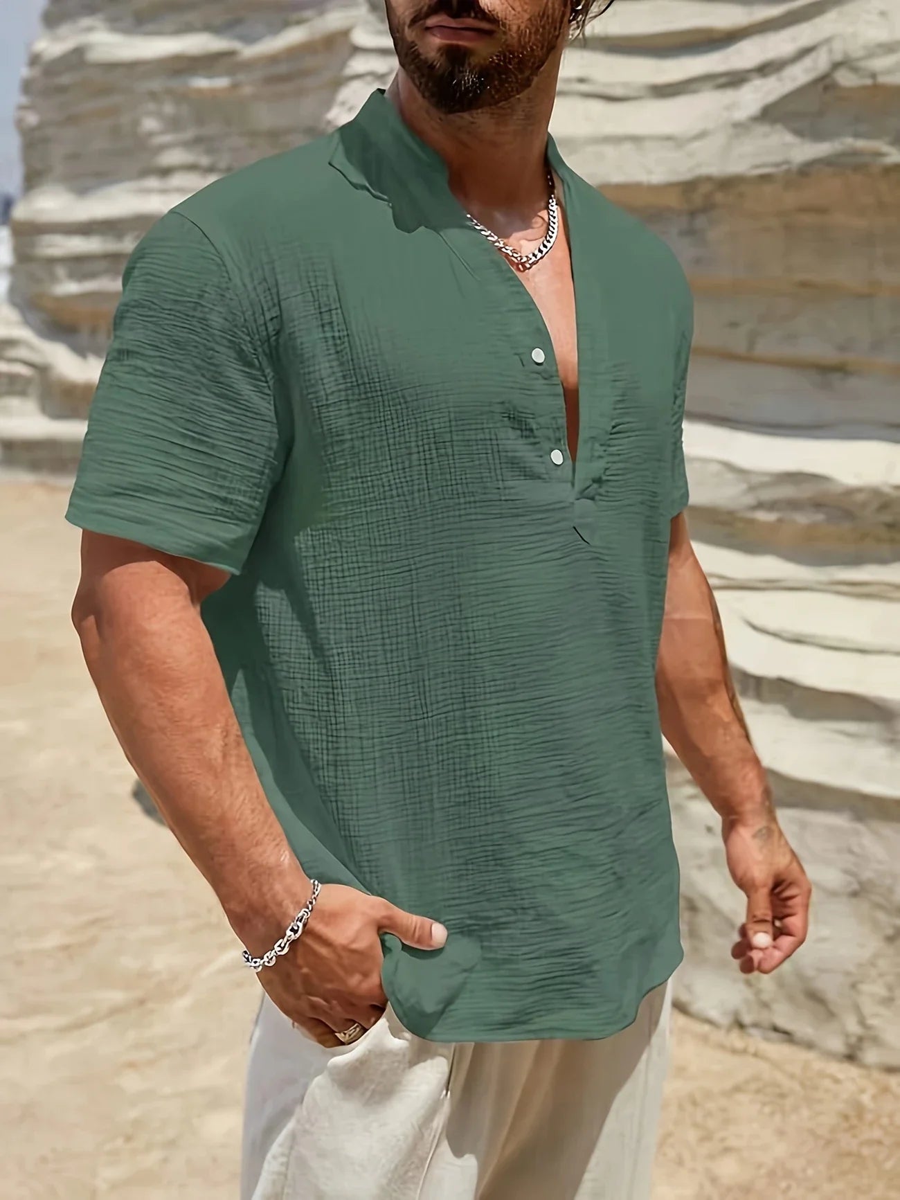Sancho | Camisa Manga Corta Cuello Mao