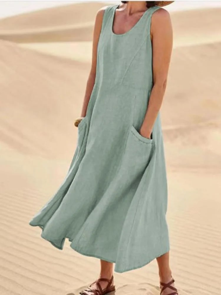 Zoha | Vestido Maxi Sin Mangas Con Bolsillos