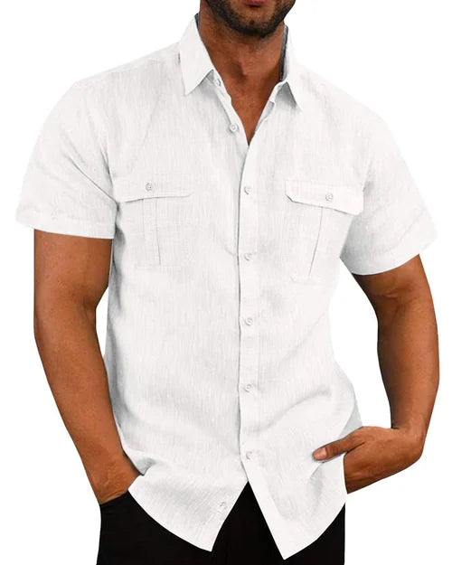 Eldwin | Camisa De Manga Corta Con Botones Y Bolsillos Para Hombre