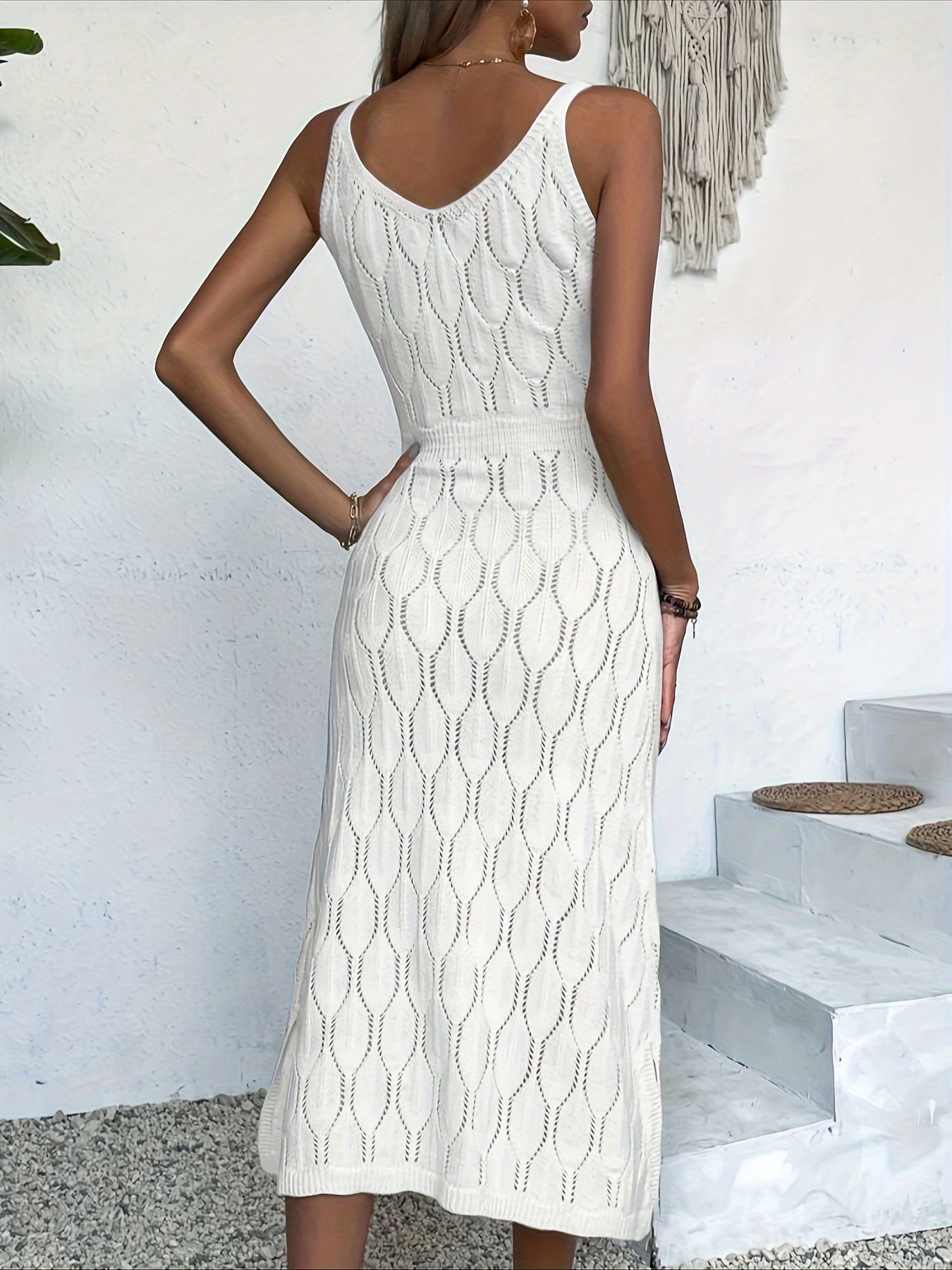 Luciana | Vestido MIDI Sin Mangas De Punto Pointelle