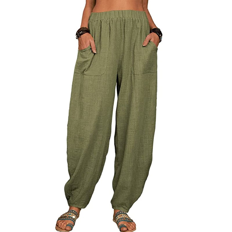 Zinzi | Pantalón Baggy Mujer Lino Bolsillos