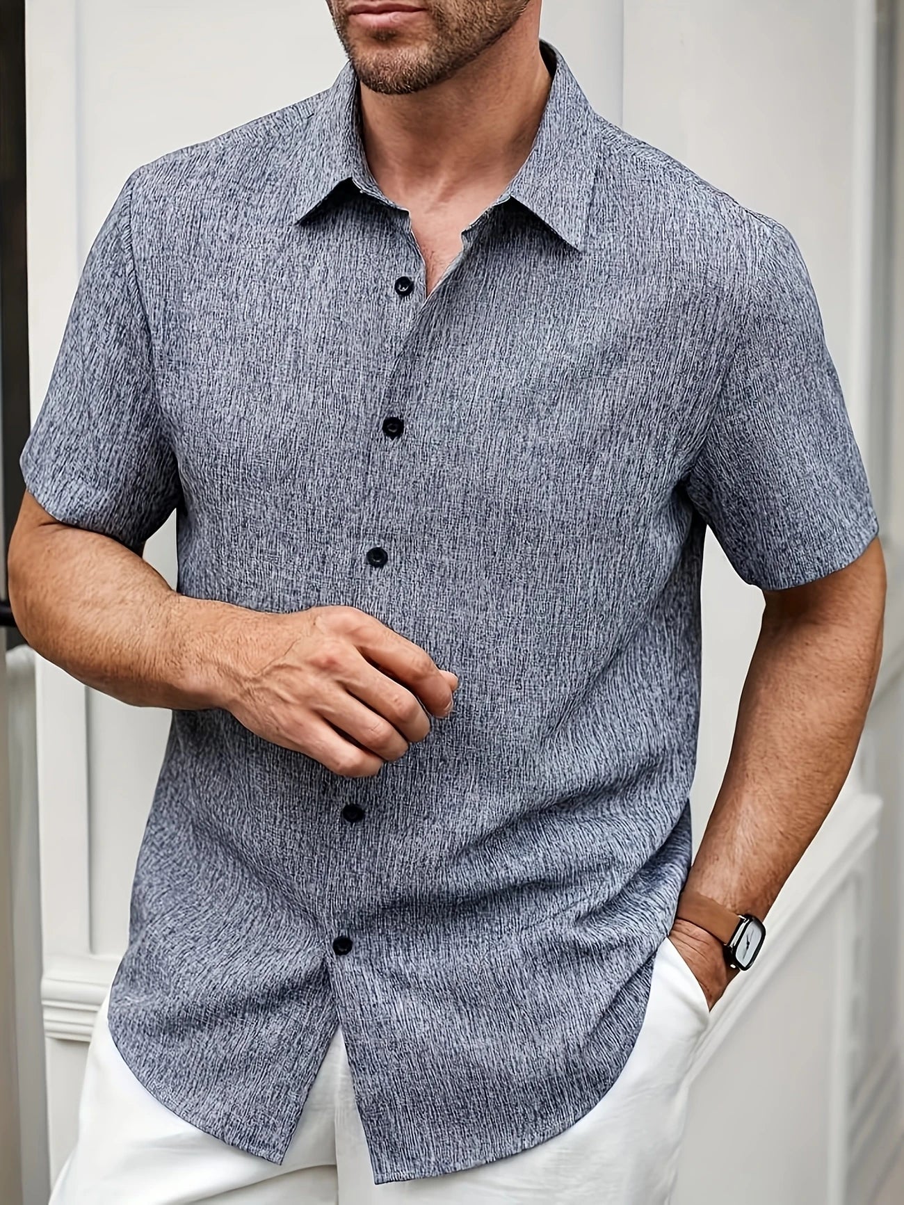 Dwight - Camisa De Manga Corta Ligera De Mezcla De Lino