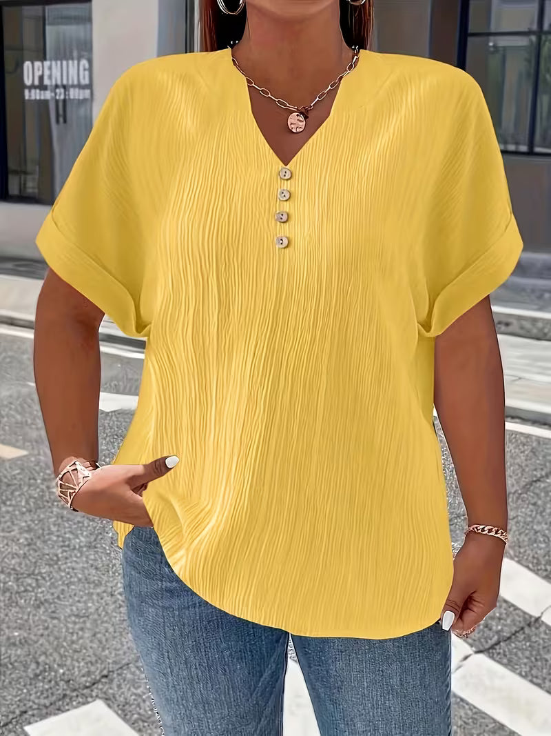 Mrella | Camiseta Con Cuello en V y Botonadura Frontal