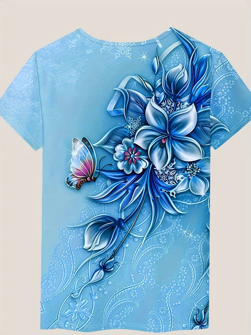 Carlisa | Camiseta De Manga Corta Con Estampado Floral Y Mariposas